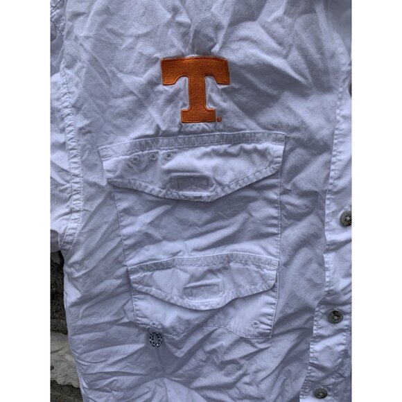 Tennessee Volunteers Shirt Mens Small White Logo Vented Columbia Button Up PFG* - Picture 3 of 7